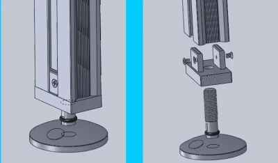 ITKT: Крепление пол/потолок с фиксирующим винтом, серебро