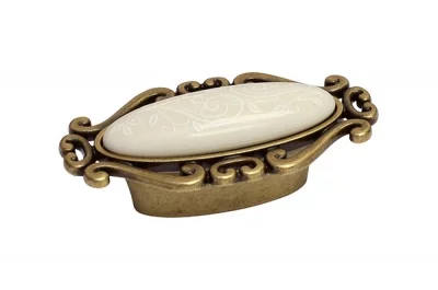 Ручка-кнопка, отделка бронза античная &quot;Флоренция&quot; + керамика