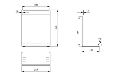Полка для планшета, 250х15х320мм, отделка белый бархат (матовый)