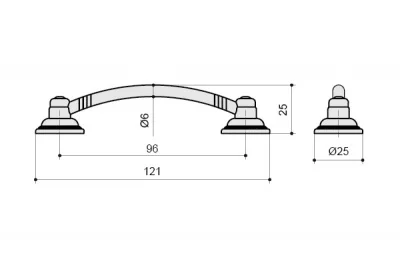 Ручка-скоба 96мм, отделка бронза матовая