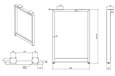 Опора для стола Сидней, h.870, отделка белый бархат (матовый)