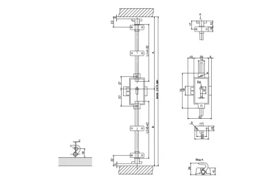 Замок в комплекте со штангами 1200 мм, отделка бронза античная Замок в комплекте со штангами 1200 мм, отделка бронза античная