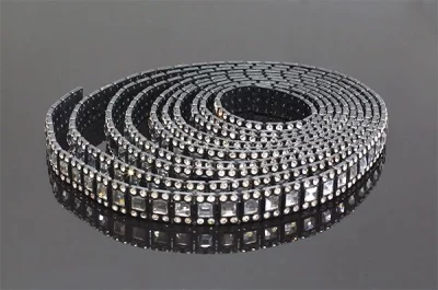 Тесьма декоративная в рулоне 9150 мм, отделка черная + горный хрусталь