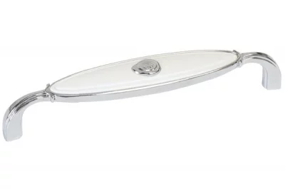 Ручка-скоба 128мм, отделка хром глянец + вставка