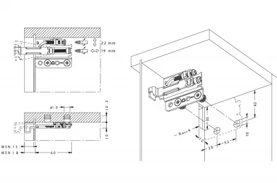 Подвеска полок на бобышках под крышечку, левая