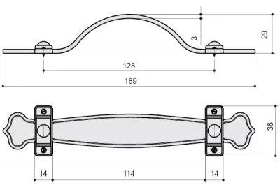 Ручка-скоба 128мм, отделка бронза "Флоренция" + кожа