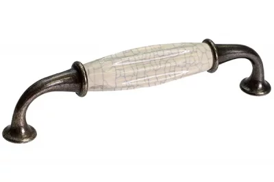 Ручка-скоба 128мм, отделка бронза темная + керамика