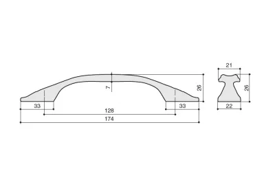 Ручка-скоба 128мм, отделка медь Сиена