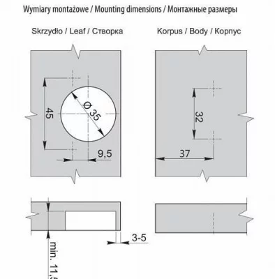 GTV: Петля GTV Prestige самозакрывающаяся HC без евро шурупа регулировка в 3 плоскостях ZM-CNHC08BR2
