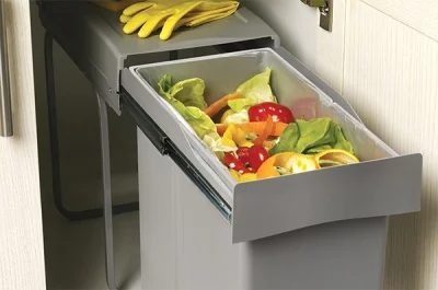 Ведро для мусора (40л) выдвижное, пластик серый