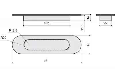 Ручка врезная 150мм, отделка бронза античная