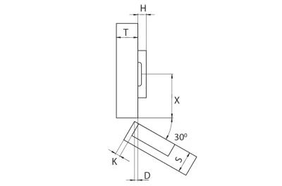 Петля 30 (110) угловая, 48мм, Slide-on, отделка никель