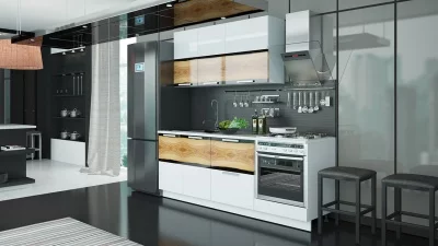 Кухонный гарнитур длиной - 210 см (со шкафом НБ)