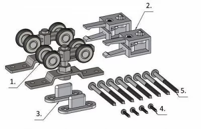 GTV: Комплект подвесной системы Quantum - (ходовой элемент с шариковым подшипником 2 шт., стопор 2 шт., нижний направляющий элемент Т 2шт., шурупы 4,5x60 8 шт., шурупы 3x16 4 шт) A-BUDP-SET GTV: Комплект подвесной системы Quantum - (ходовой элемент с шариковым подшипником 2 шт., стопор 2 шт., нижний направляющий элемент Т 2шт., шурупы 4,5x60 8 шт., шурупы 3x16 4 шт) A-BUDP-SET