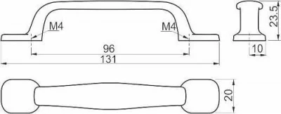 GTV: Ручка мебельная UZ-12 C=96мм, черный матовый UZ-12-096-20M