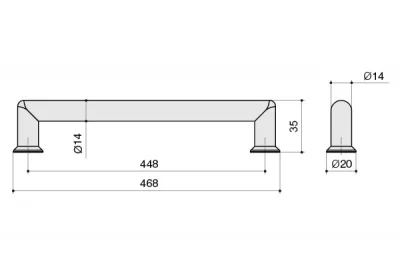 Ручка-скоба 448мм, отделка никель матовый
