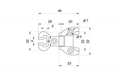 Петля декоративная врезная, отделка бронза античная