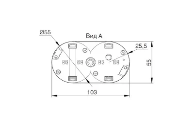 Встраиваемый блок DUE (2 розетки Schuko 250В), отделка чёрная