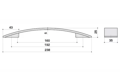 Ручка-скоба 192-160мм, отделка никель глянец шлифованный