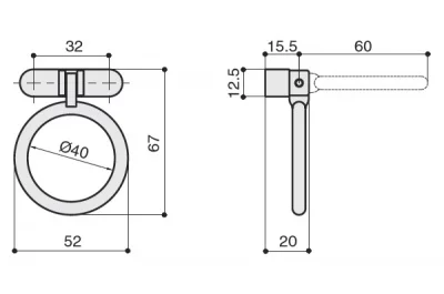 Ручка-серьга 32мм, отделка бронза античная темная