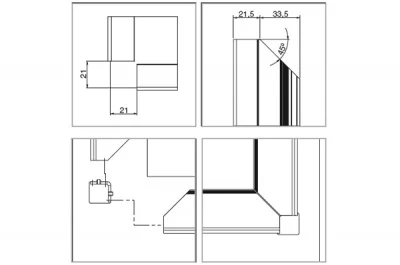 Угол 90" внешний, алюминий