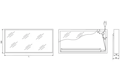 Полка-светильник Just-50, 450х300 мм, 8W (6400 K) алюминий Венге (плёнка) + стекло
