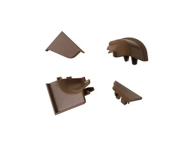 Комплект соединителей овального пристеночного бортика (VER%/35), (4ч.:2 загл., 90°внут.+90°внеш.)пластик, коричневый 96138