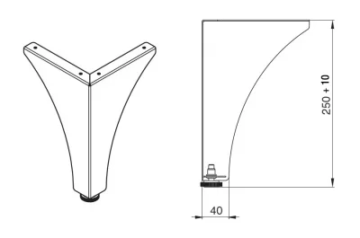 Ножка декоративная Флоренция, h.250, отделка белый бархат (матовый)