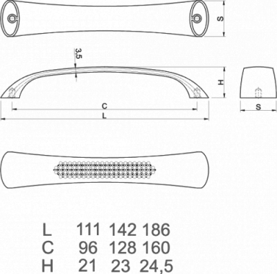 GTV: Ручка мебельная SIENA, C=96мм, хром UZ-SIENNA096-01