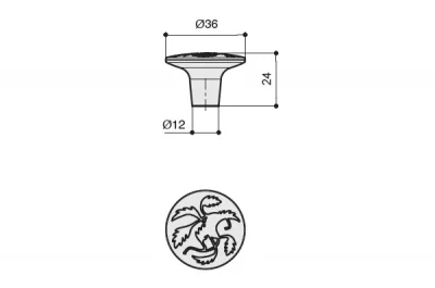 Ручка-кнопка d.36мм, отделка бронза античная