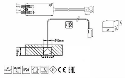 GTV: Датчик движения - выключатель для освещения, 100-240V, 500W AE-WBEZDC-10S