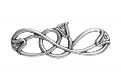 Ручка-скоба 96мм, отделка старое серебро с блеском + горный хрусталь