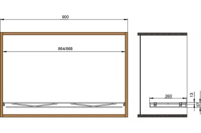 Сетчатая полка в базу 900, отделка хром