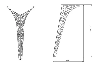Нога для стола Париж, h.720, отделка золото (перламутр)