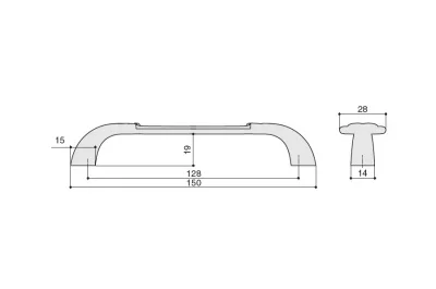 Ручка-скоба 128мм, отделка серебро с блеском + керамика