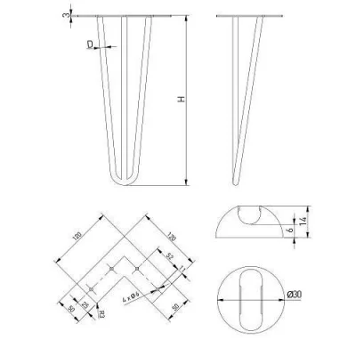 GTV: Ножка NM-ARTO-10-3R304 черный матовый, 3 прутка, D-10 мм, H-304: NM-ARTO-10-3R304-20M