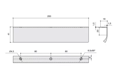 Ручка-скоба L.200мм, отделка золото шлифованное