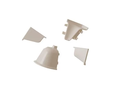 Комплект соединителей овального пристеночного бортика (VER%/35), (4ч.:2 загл., 90°внут.+90°внеш.) пластик, белый 91115