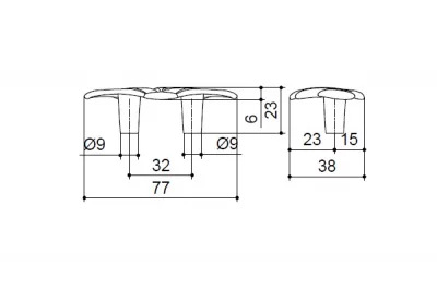 Ручка-скоба 32мм, отделка старое серебро с блеском
