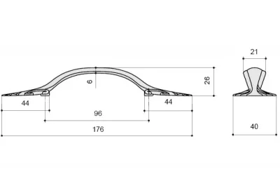 Ручка-скоба 96мм, отделка старое серебро с блеском