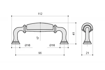 Ручка-скоба 96мм, отделка золото матовое + керамика черная