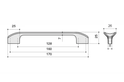 Ручка-скоба 160-128мм, отделка чёрный глянец
