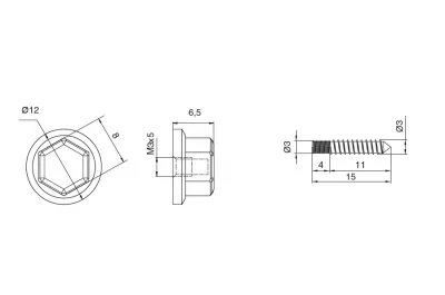 Декоративная крышечка в комплекте с винтом-саморезом М3х15, отделка железо черное винтаж