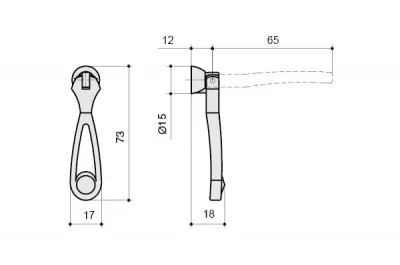 Ручка-серьга, отделка никель глянец воронёный + горный хрусталь