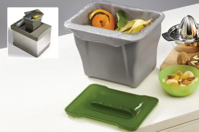 Контейнер (5л), пластик серый с зелёной крышкой