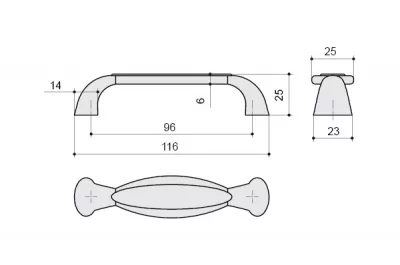 Ручка-скоба 96мм, отделка бронза античная французская + вставка