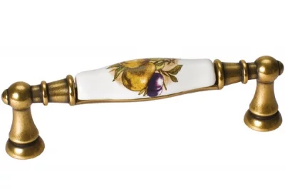 Ручка-скоба 96мм, отделка бронза "Валенсия" + керамика