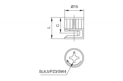 Эксцентрик для 18мм ДСП, отделка цинк (за 100 штук)