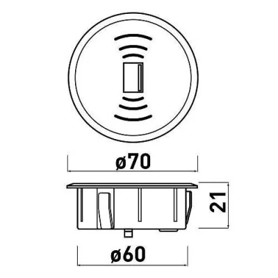 GTV: Встраемое безпроводное зарядное устройство с USD-разьемом, источником питания и кабелем USB 2м, черное AE-ZUSB-20