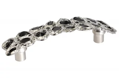 Ручка-скоба 96мм, отделка никель + горный хрусталь